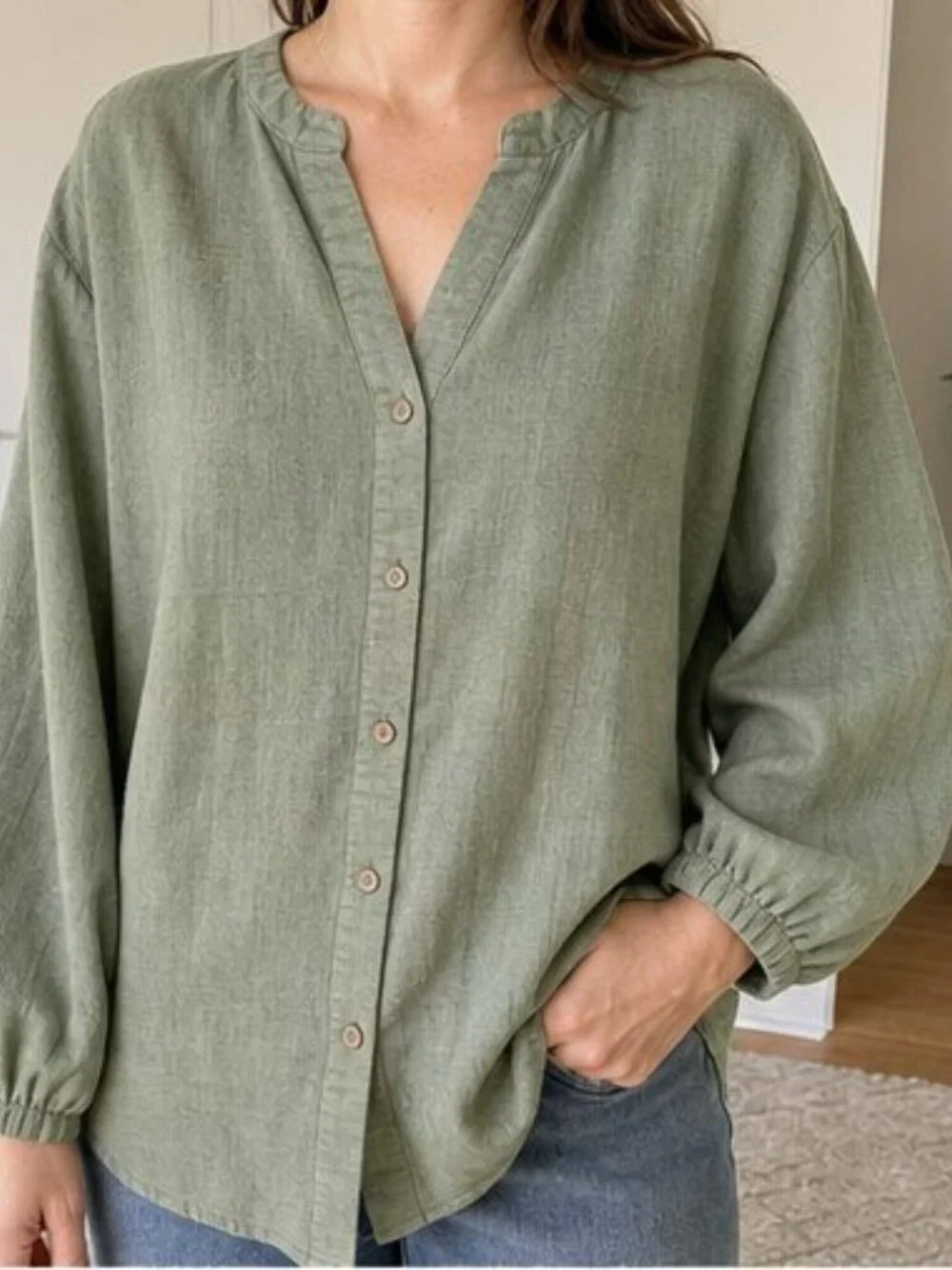 Sage Ruffle Blouse - Picture 2 of 6